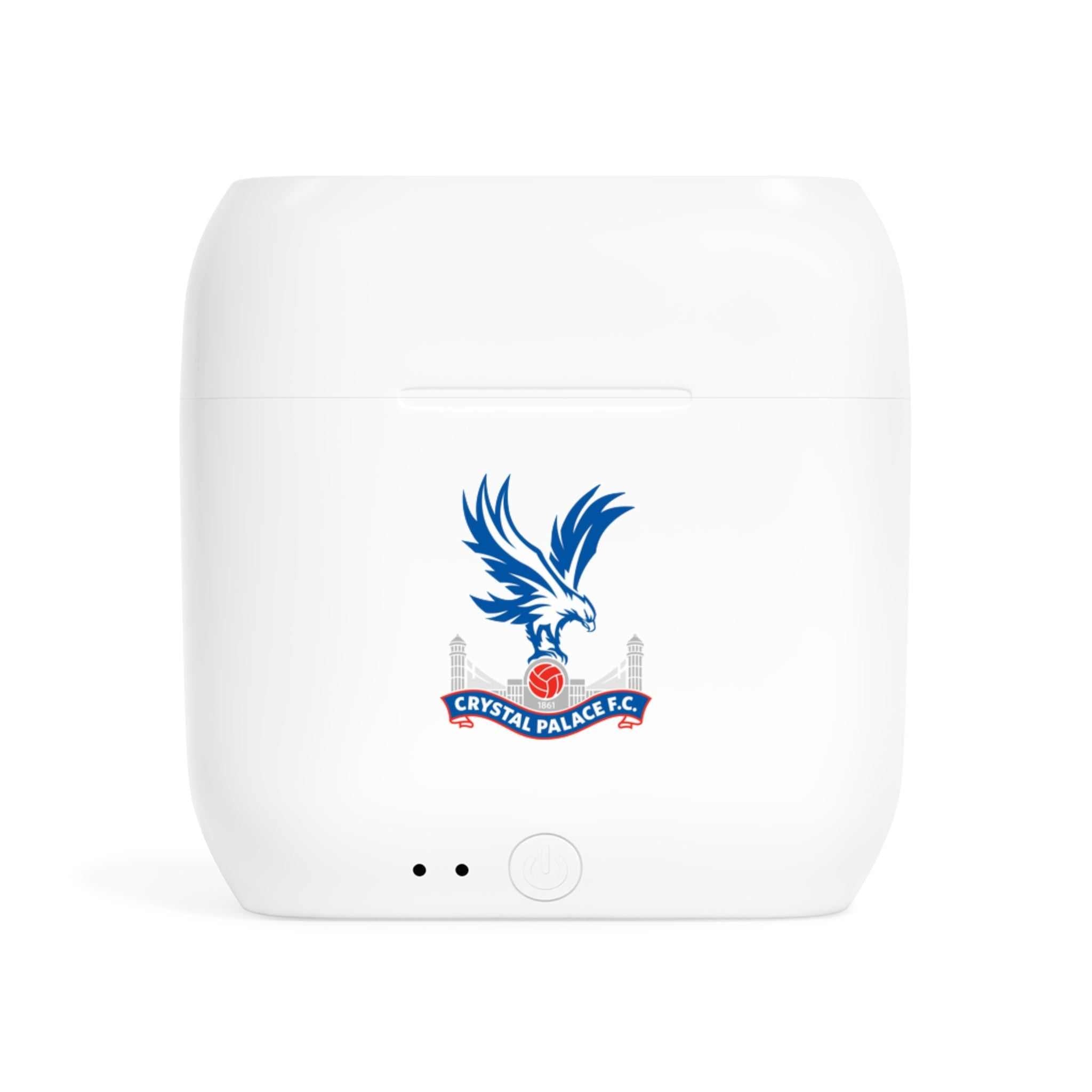 Crystal Palace Fc wireless Essos earbuds with fan-inspired charging case and club crest design