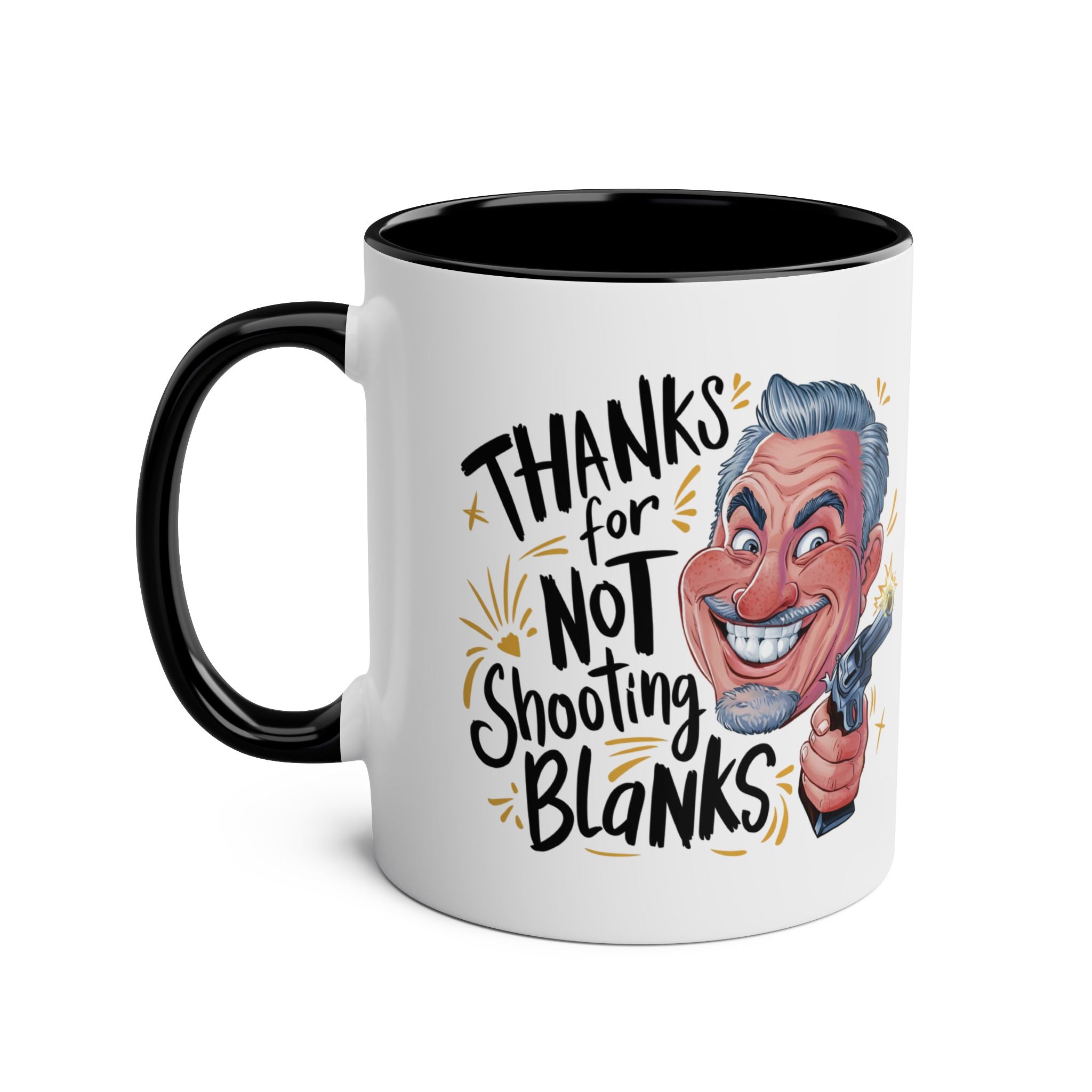 Fun Fathers Day Gift Mug with playful design and black handle.
