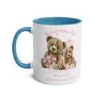 Personalised Our First Mother's Day mug with teddy bear design, baby’s name, and birthdate for new mum keepsake
