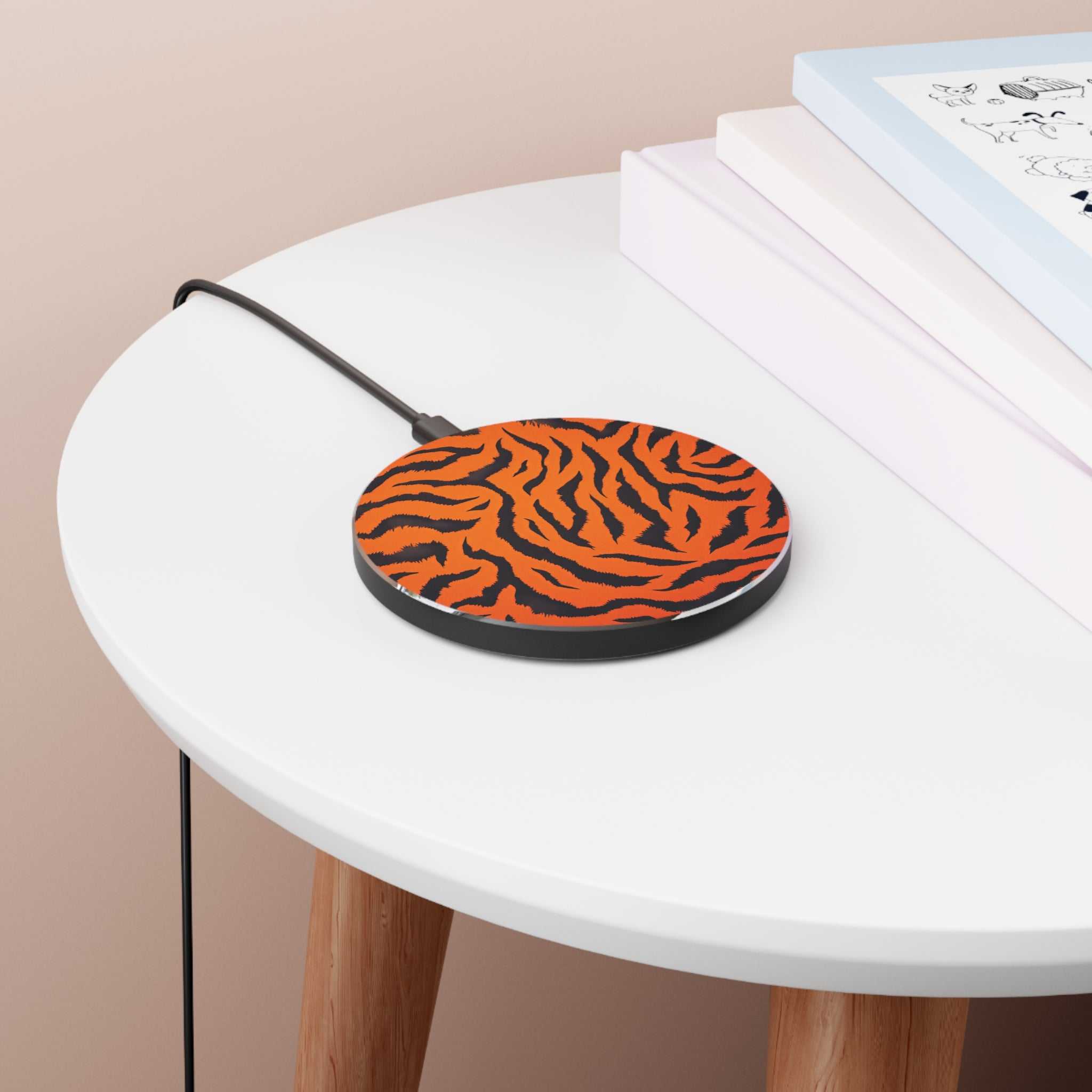 Orange Tiger Print Design Wireless Charger