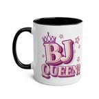 Colorful BJ Queen Coffee Mug with bold print and glossy finish, perfect for confident, unapologetic personalities.
