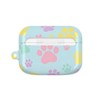 Pastel doggy paw print AirPods protective hard shell case in vibrant colors