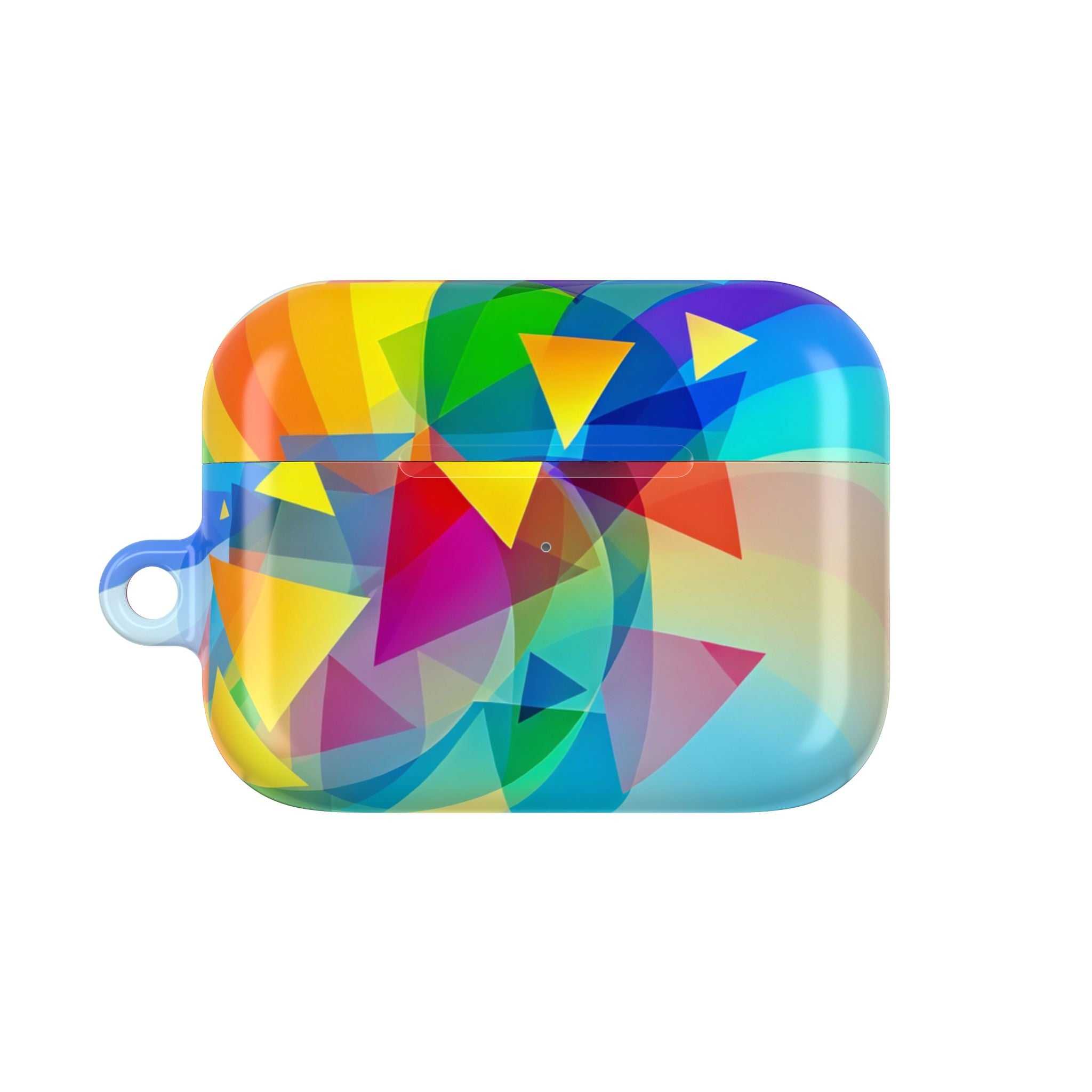 Vibrant Geometric Pride AirPods Pro protective case with colorful geometric design and glossy finish
