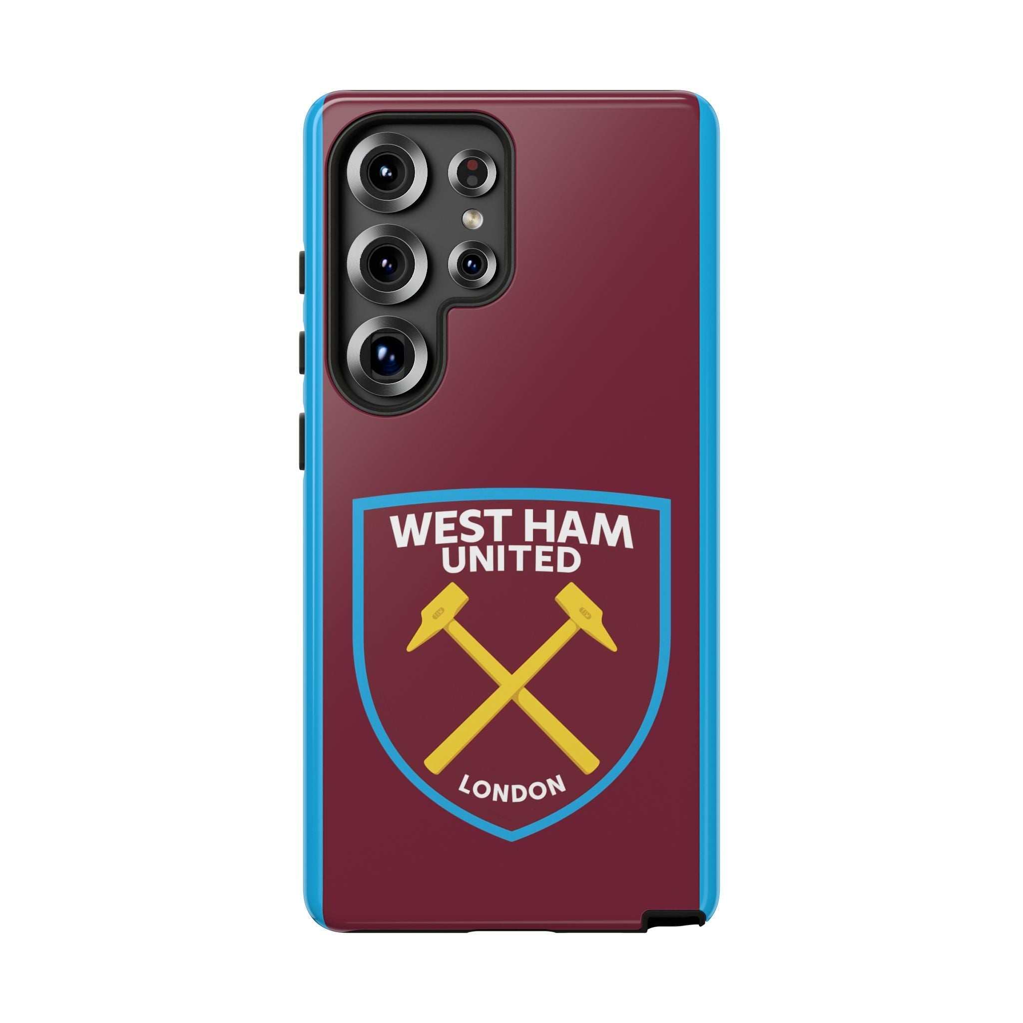 West Ham United claret and blue Samsung phone case with magnetic design and club-inspired crest