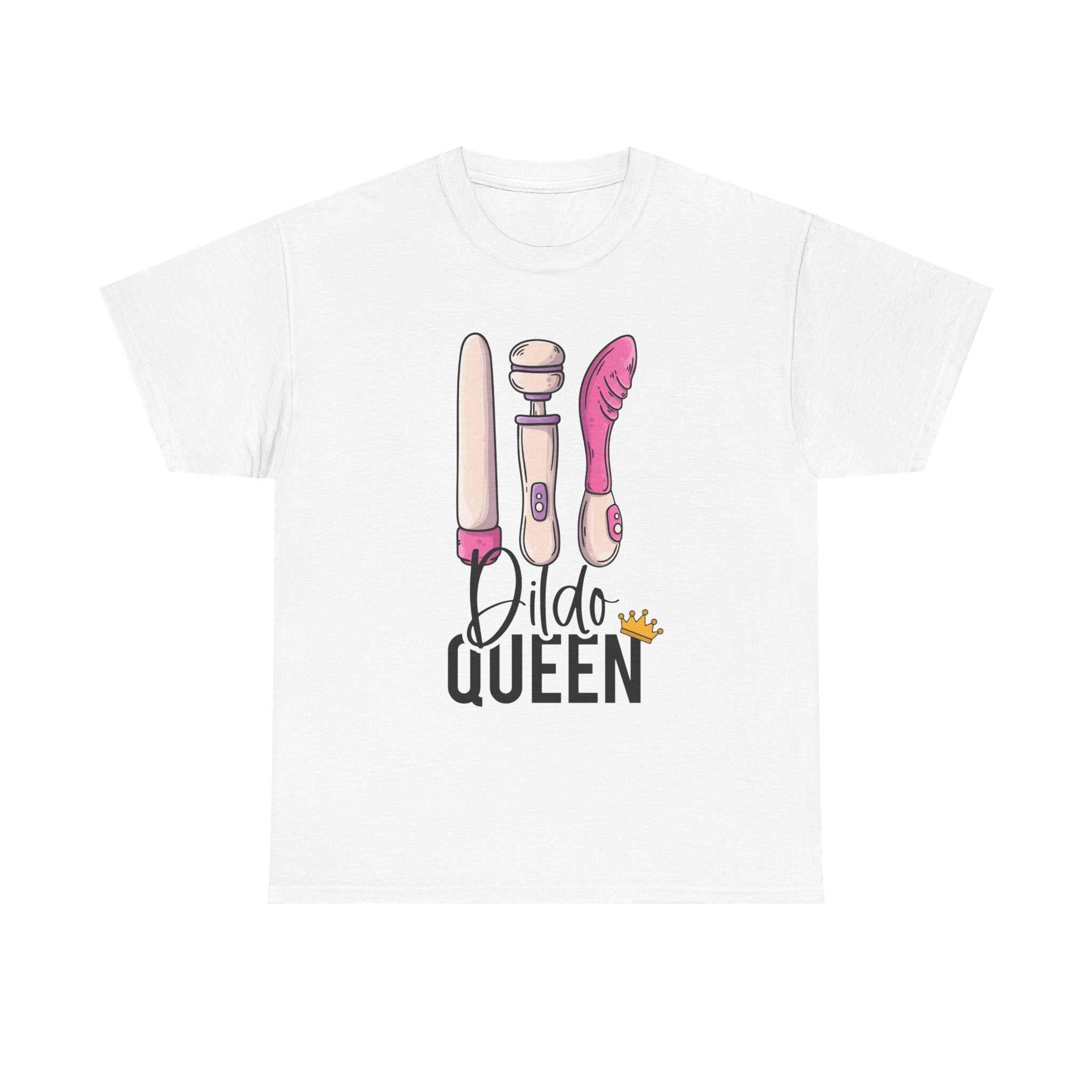 Bold Dildo Queen T-Shirt with cheeky graphic, 100% cotton, soft and comfortable for everyday wear