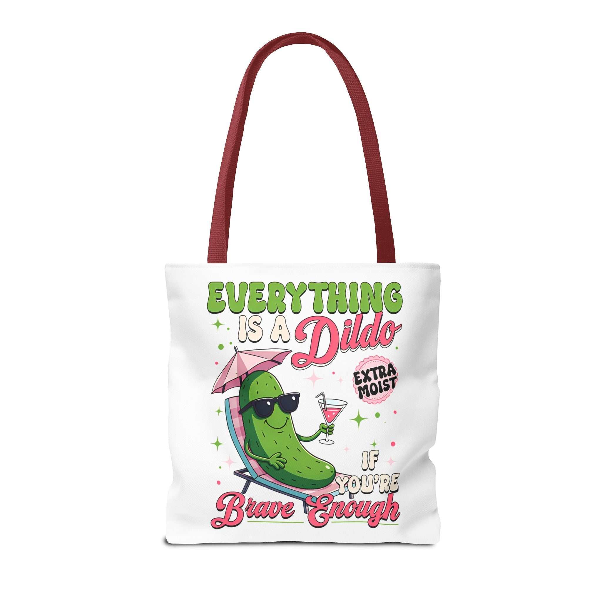 Cheeky Quote Pickle Tote Bag with bold design and colorful handles, durable and lightweight for daily use