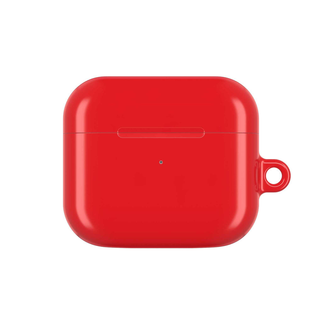 Red hard shell protective case for AirPods and AirPods Pro with glossy finish and wireless charging compatibility