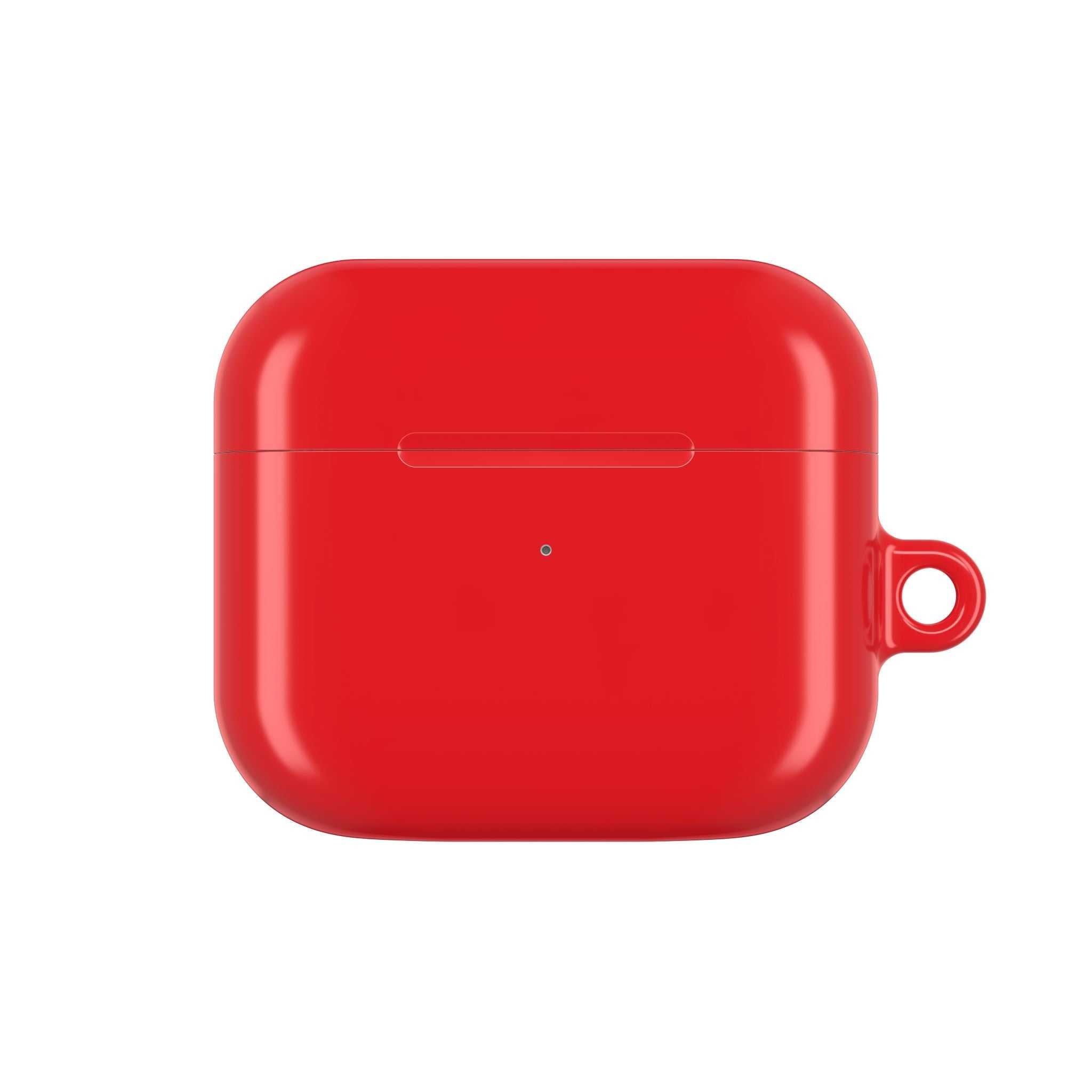 Red hard shell protective case for AirPods and AirPods Pro with glossy finish and wireless charging compatibility