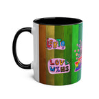 LGBTQ+ Pride Mug with vibrant rainbow design, "Love Wins" message, high-quality ceramic, 11oz.