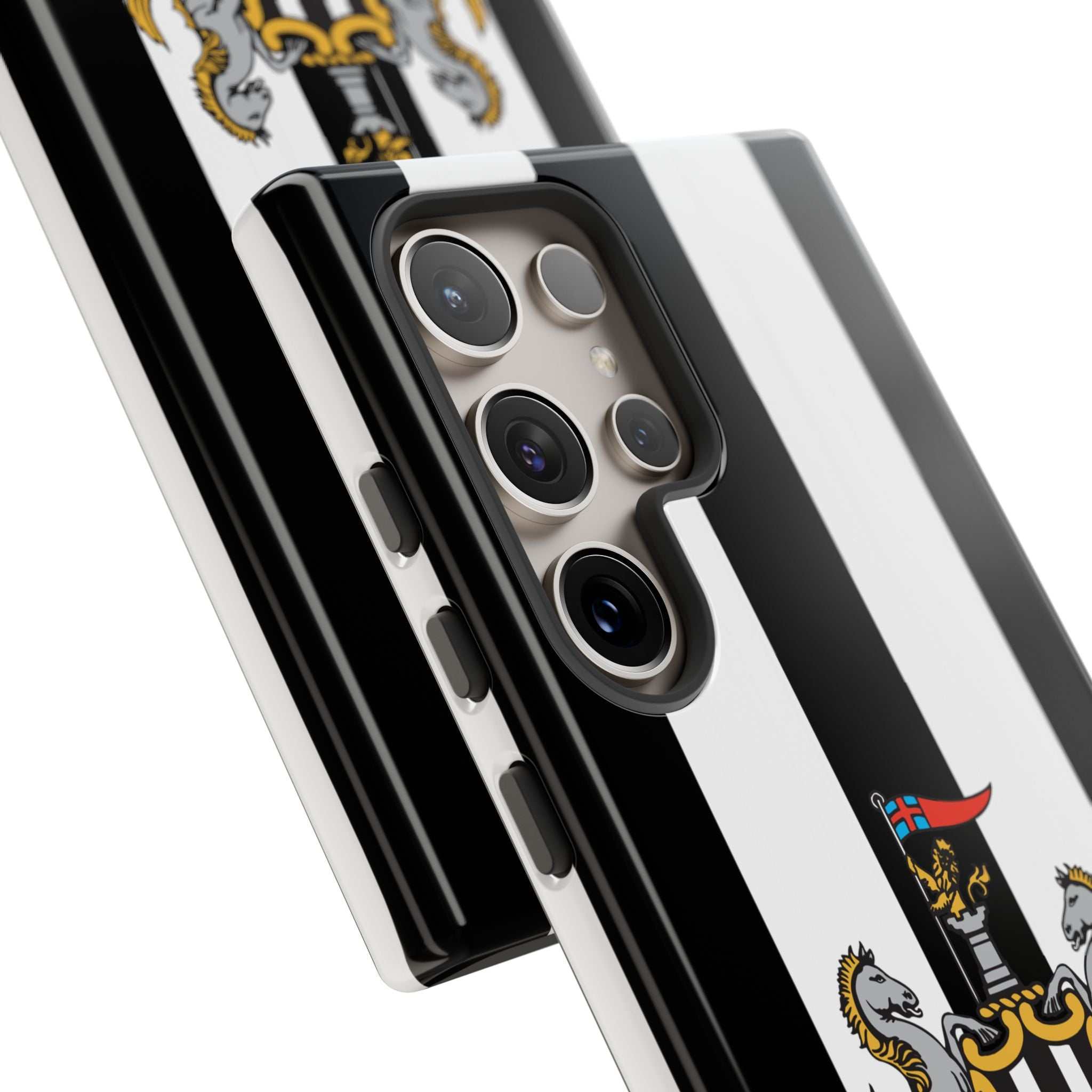 Newcastle United Samsung phone case with magnetic black and white design and dual-layer protection