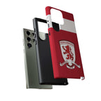 Middlesbrough Magnetic Samsung Case with red club colors and dual-layer protection for wireless charging