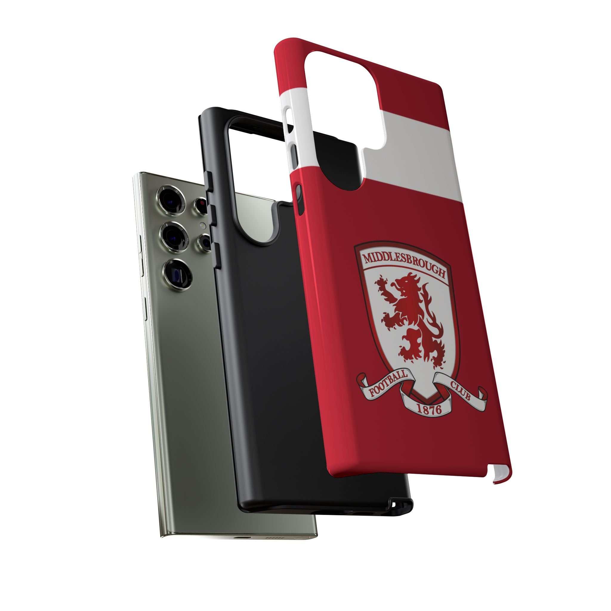 Middlesbrough Magnetic Samsung Case with red club colors and dual-layer protection for wireless charging