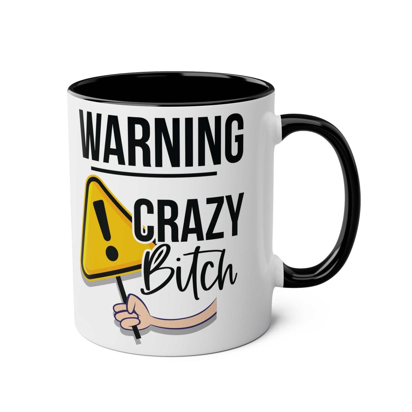 Cheeky Rude Ceramic two-tone mug with playful warning design, glossy finish, 11oz, microwave and dishwasher safe.