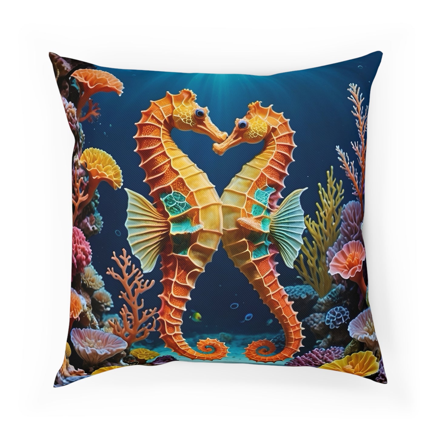 Seahorses Cotton Drill Square Cushion