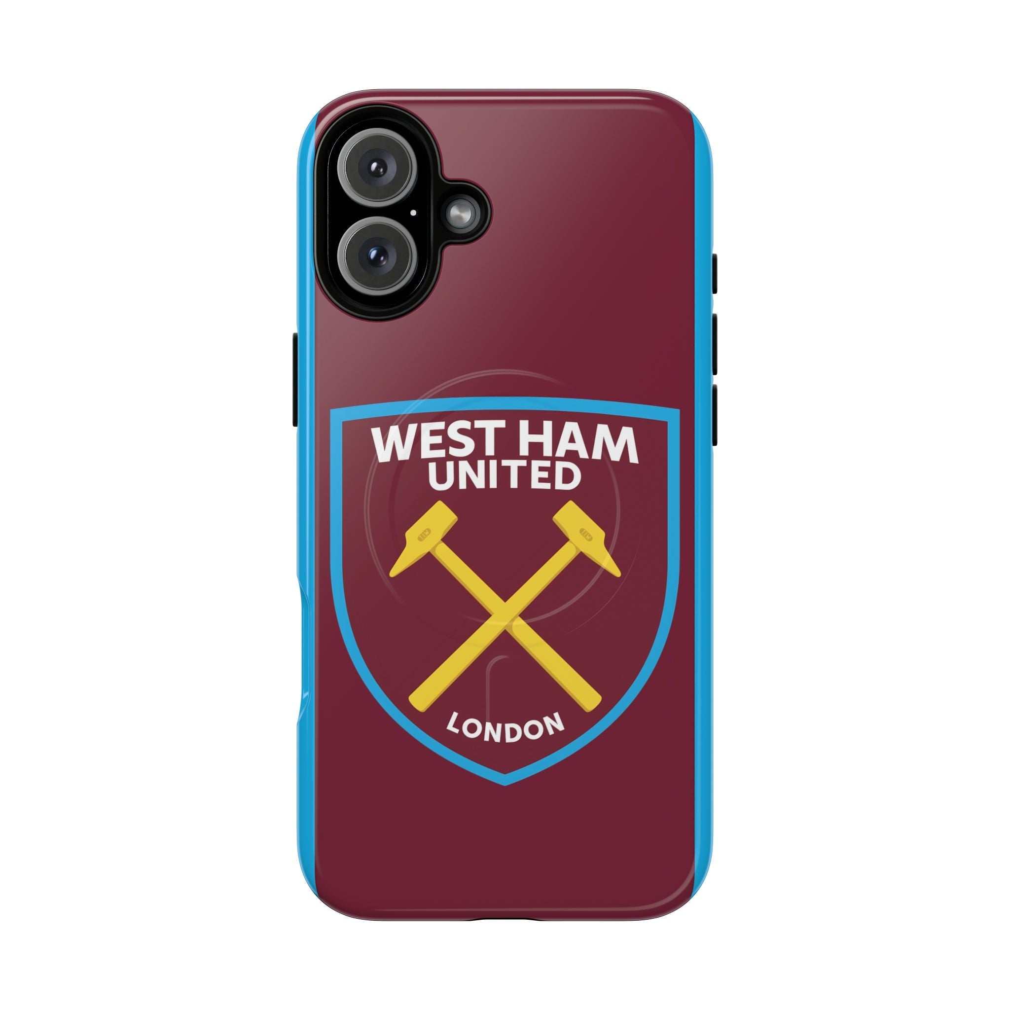 West Ham Utd MagSafe iPhone case with claret and blue colors and club crest for phone protection