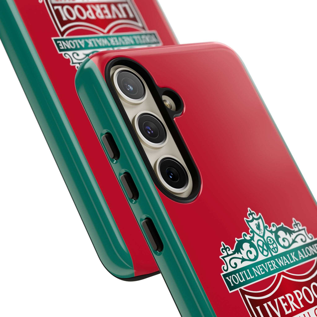 Liverpool FC red shockproof Samsung Galaxy phone case with magnetic design and wireless charging compatibility