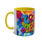 LGBTQ+ Pride mug with colorful rainbow design and glossy finish.