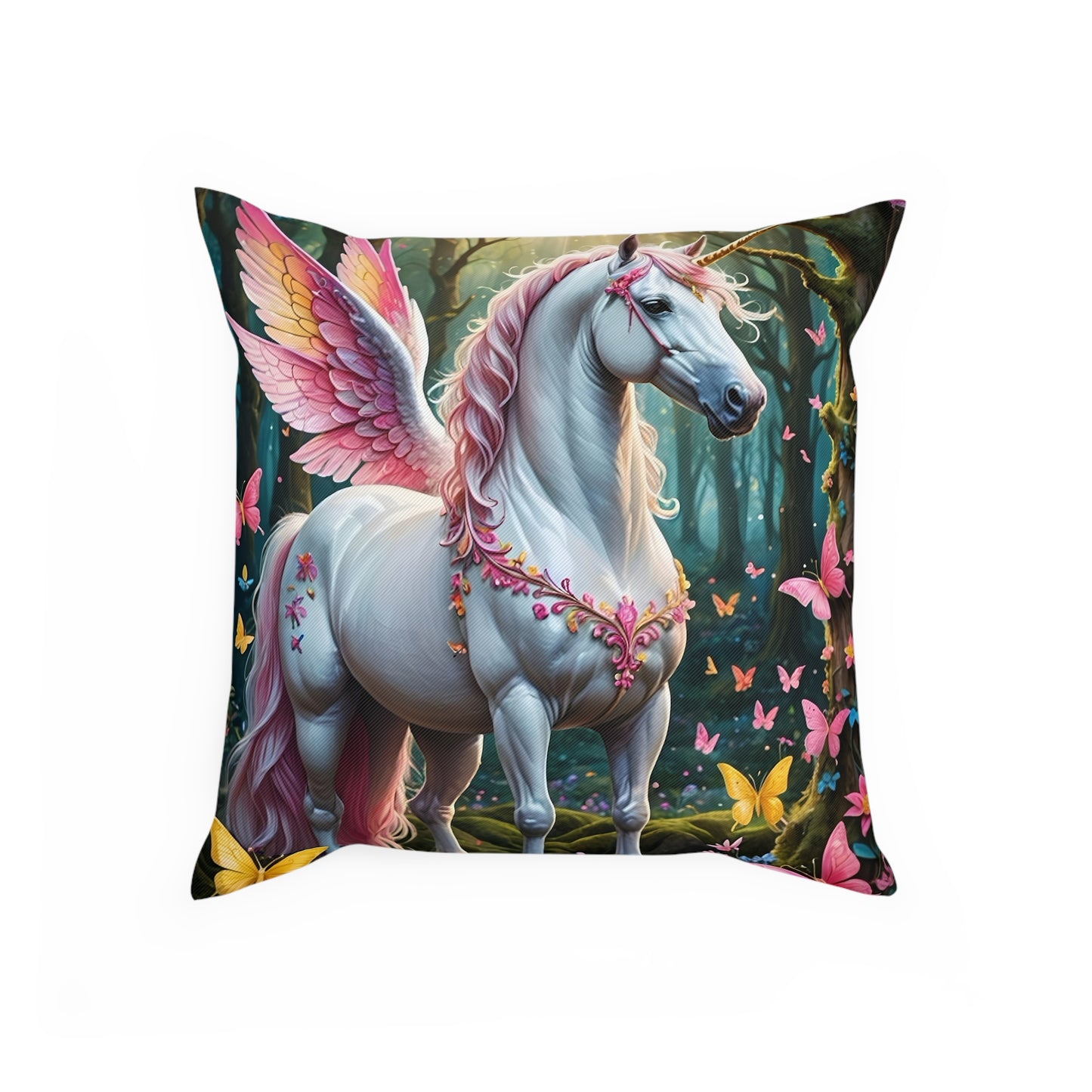 Wonderful Mythical Unicorn Cotton Drill Square Cushion