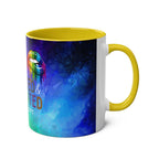 LGBTQ+ Pride Mug with vibrant rainbow design, yellow interior and handle, 11oz ceramic, sublimation printed.