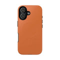 Bold orange iPhone MagSafe case with dual-layer protection and shock-absorbing TPU lining