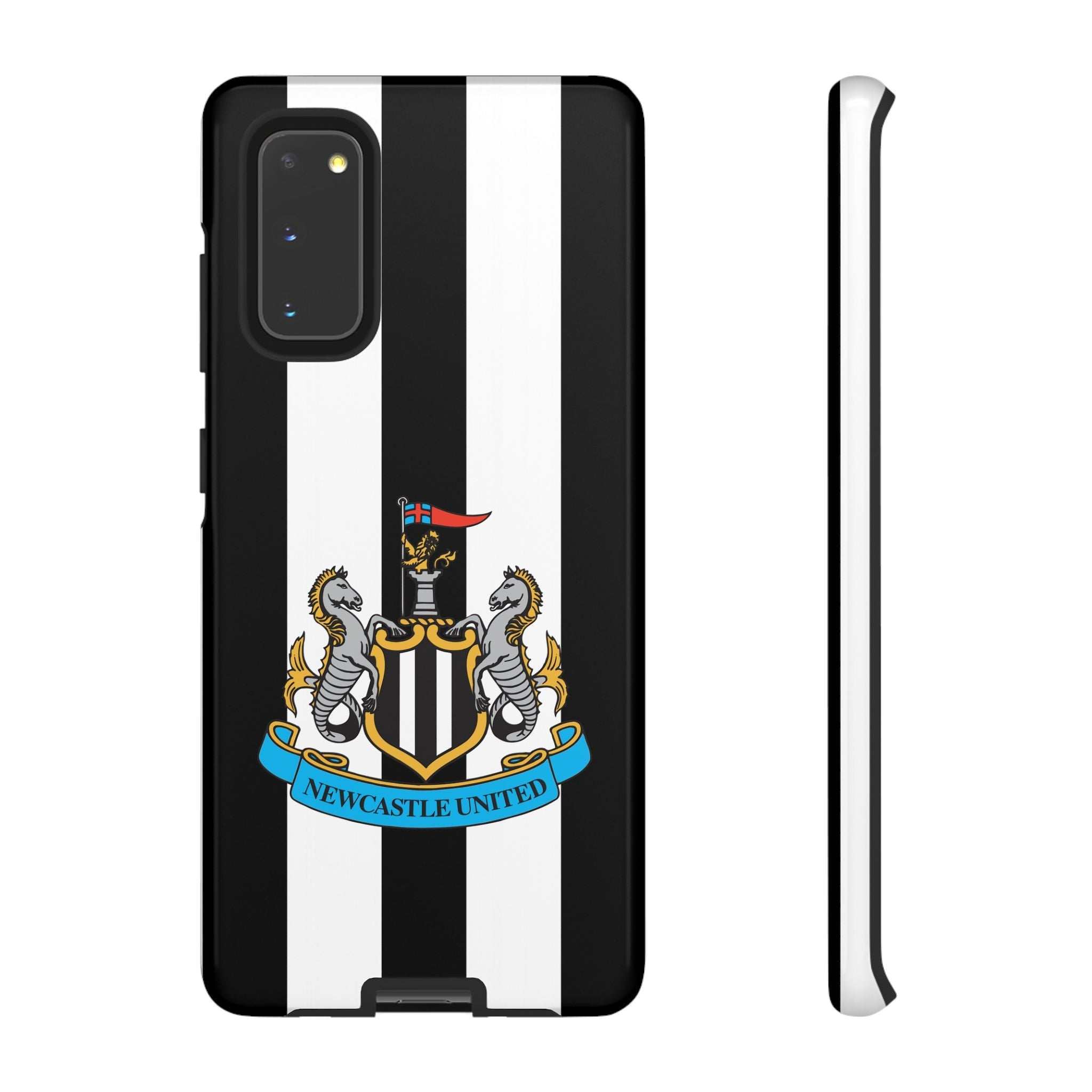 Newcastle United Samsung phone case with black and white colors and magnetic feature