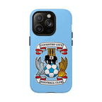 Coventry City Magsafe iPhone case in sky blue with club crest, dual layer protection, MagSafe compatible.