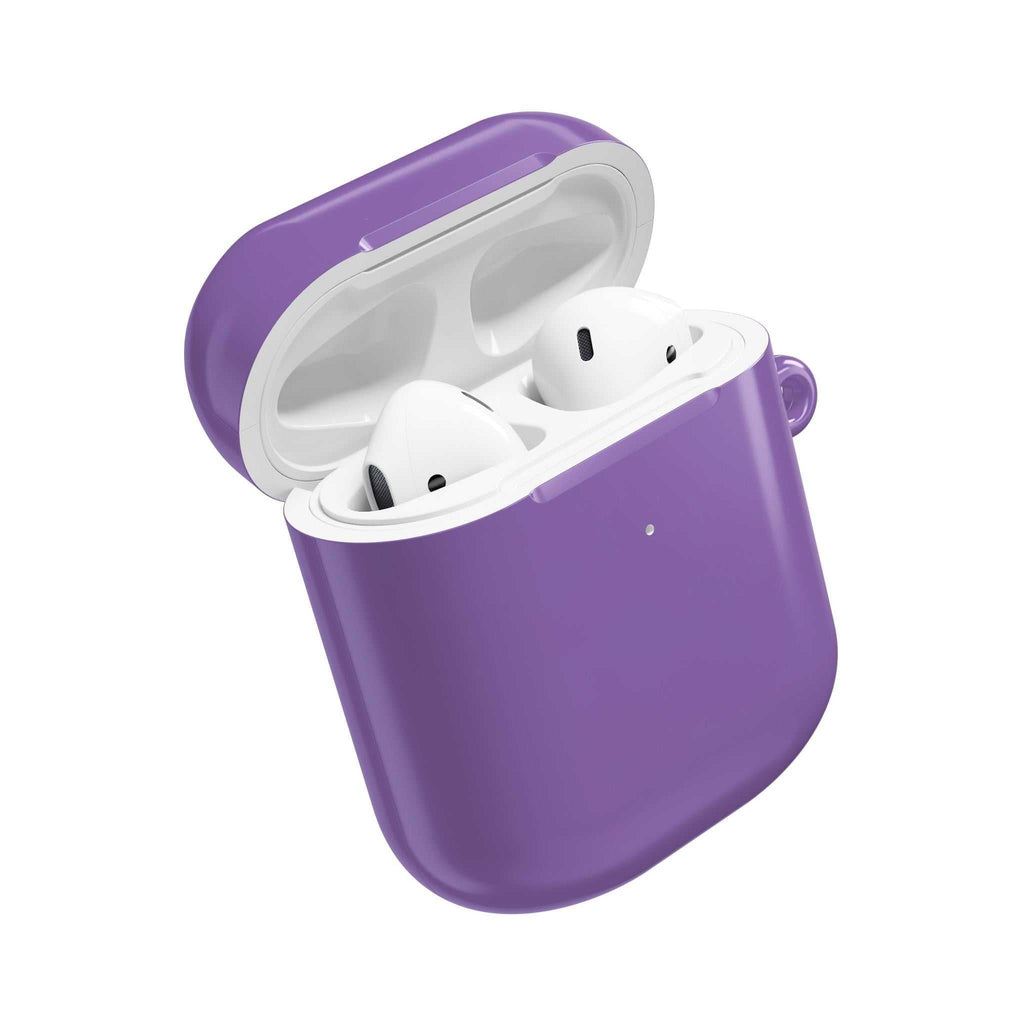 Purple AirPods/Pro protective hard shell case with glossy finish and snug fit