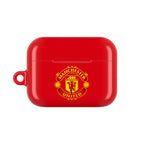 Manchester Utd FC AirPods protective case in red with club crest, shock-resistant and glossy finish