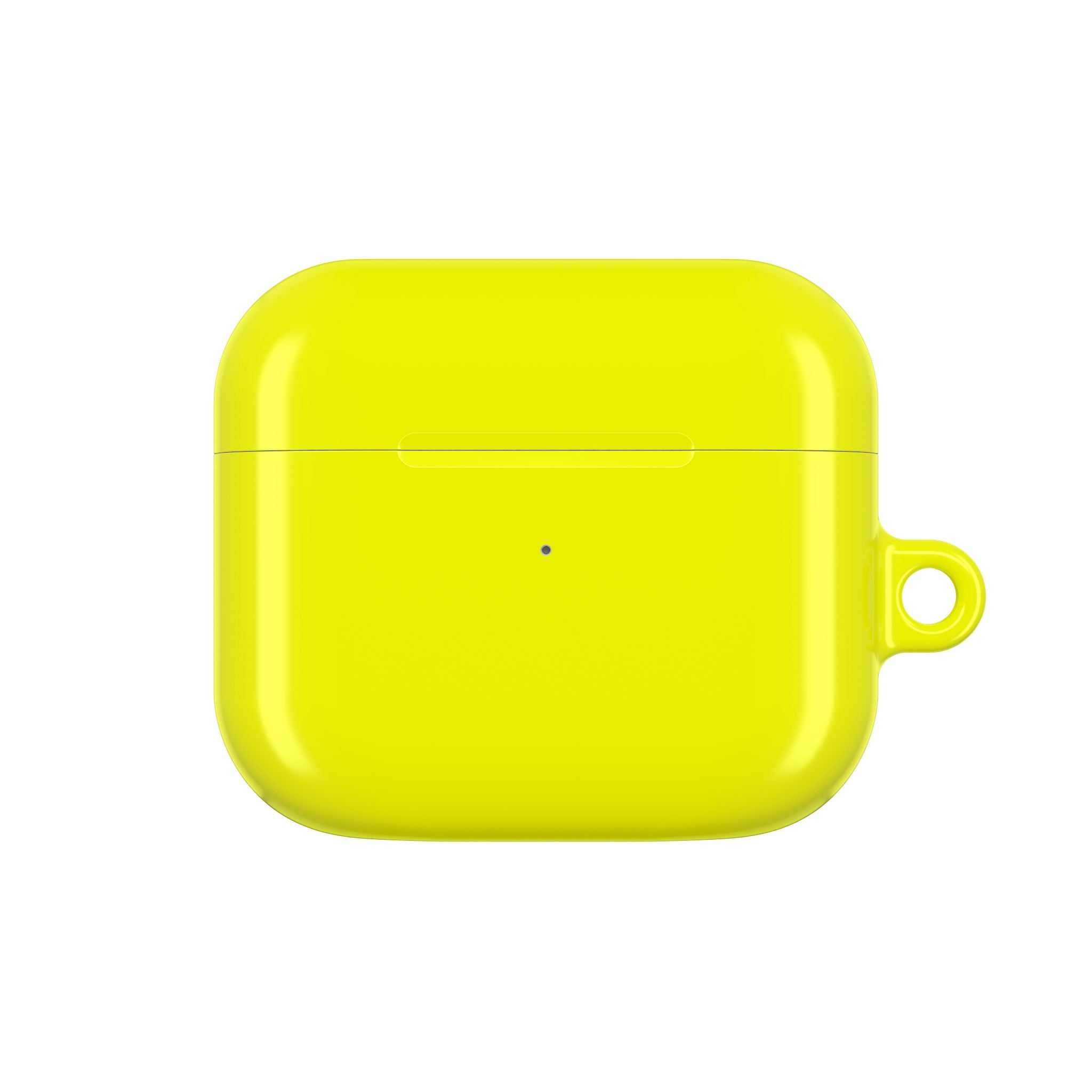 Yellow AirPods/Pro protective case with glossy finish and durable hard shell design