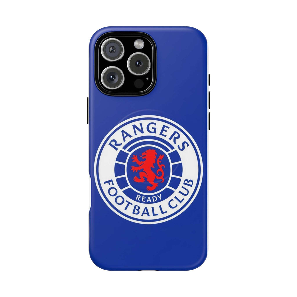 Rangers FC MagSafe iPhone case in royal blue with official-inspired crest and durable dual-layer protection