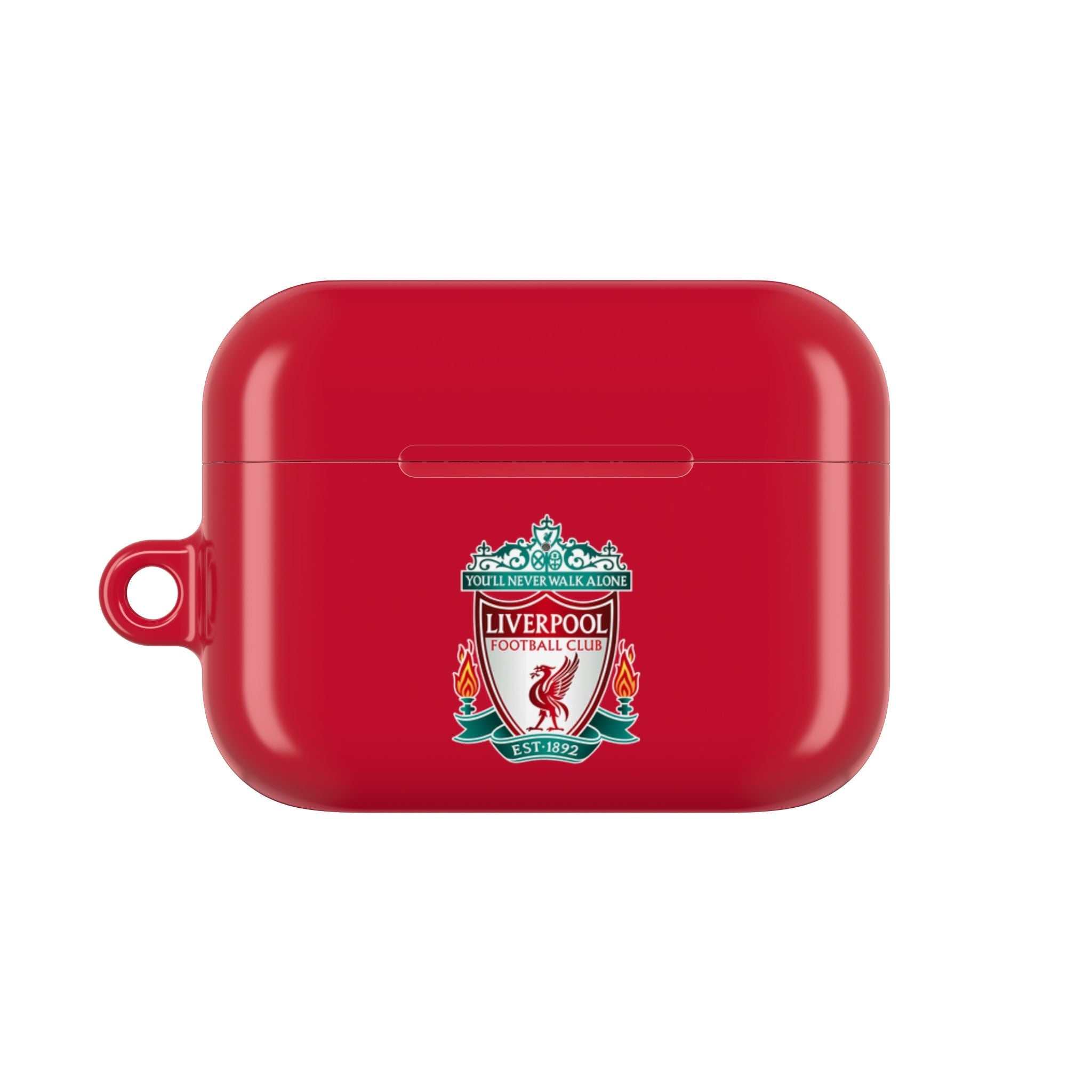 Red Liverpool FC AirPods protective case with club crest and glossy finish