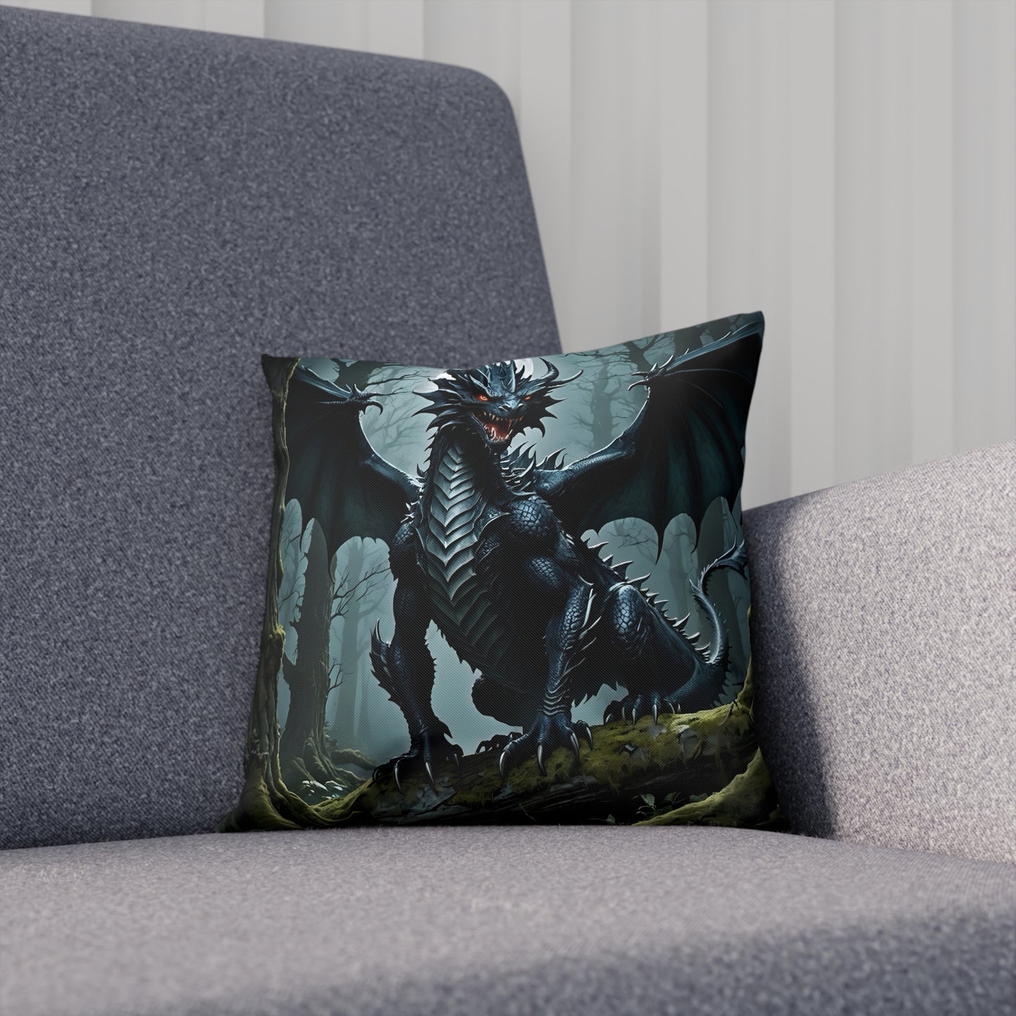 Black Dragon Cotten Drill Square Cushion