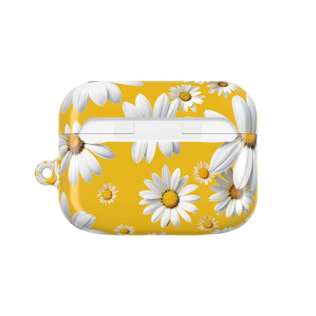 Yellow Daises AirPods Case with durable hard shell and vibrant daisy design