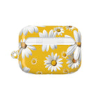 Yellow Daises AirPods Case with durable hard shell and vibrant daisy design