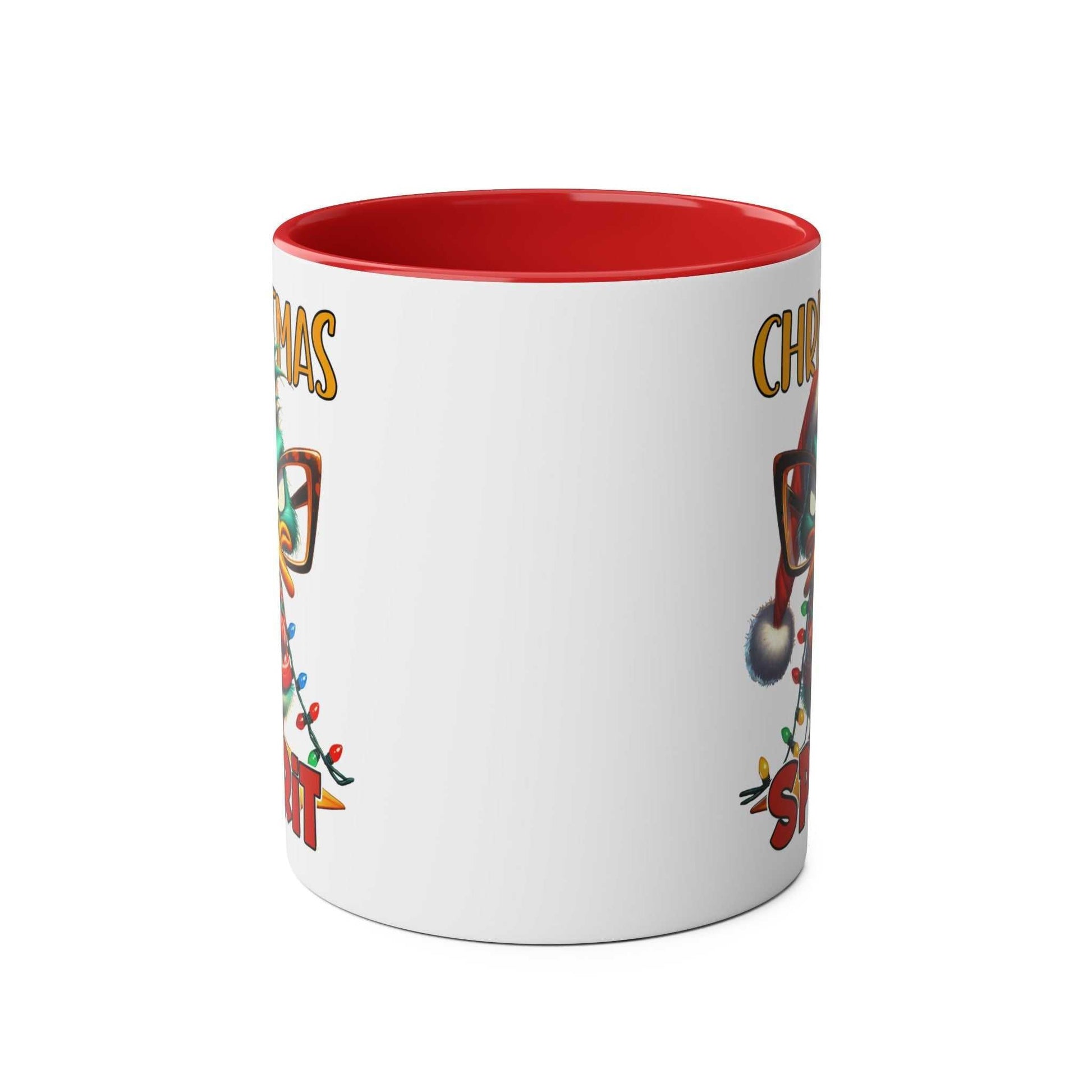 Sarky Christmas Mug with duck design, glossy finish, available in 7 colors.