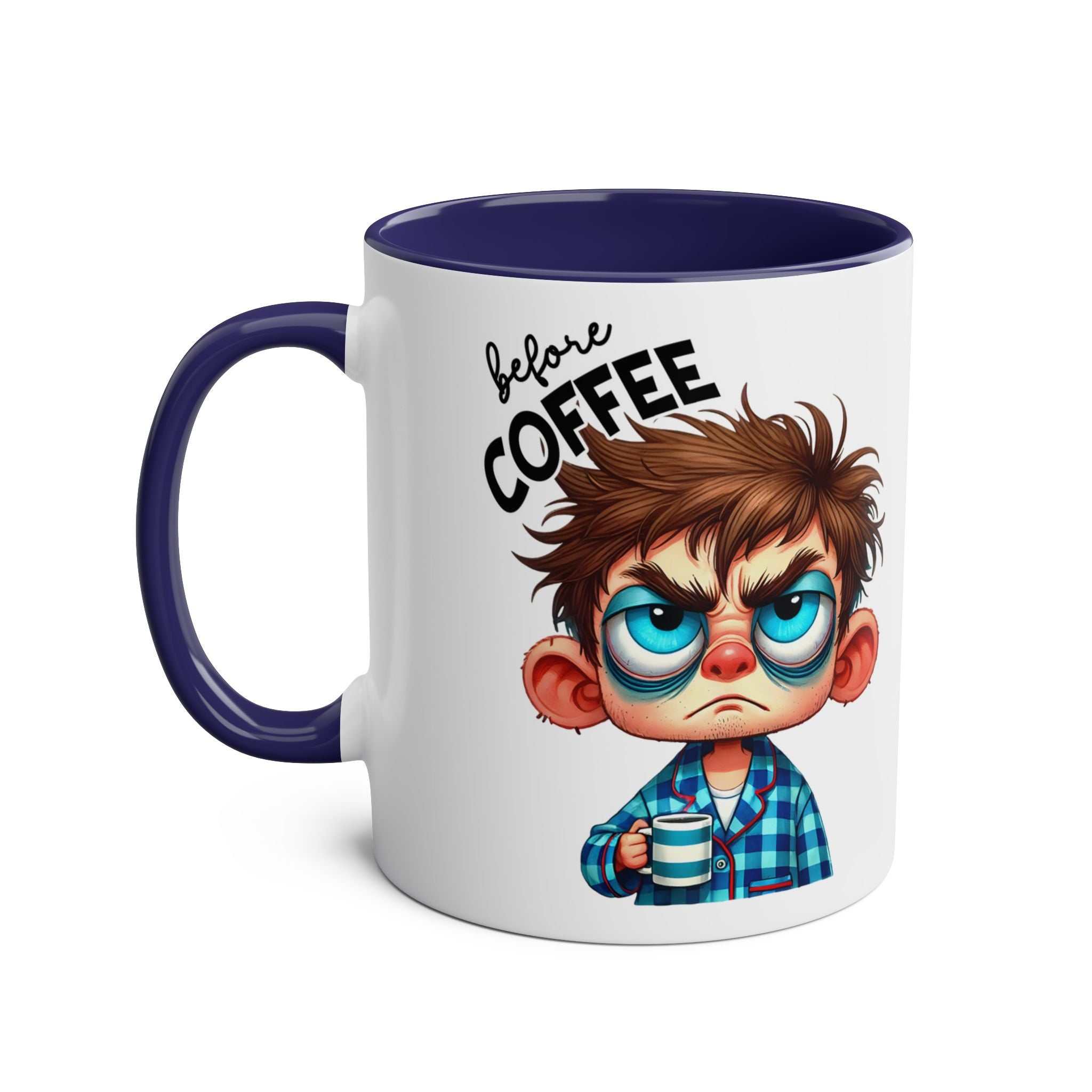 Fun sarcastic coffee mug with humorous cartoon and text, 11oz ceramic, glossy finish.