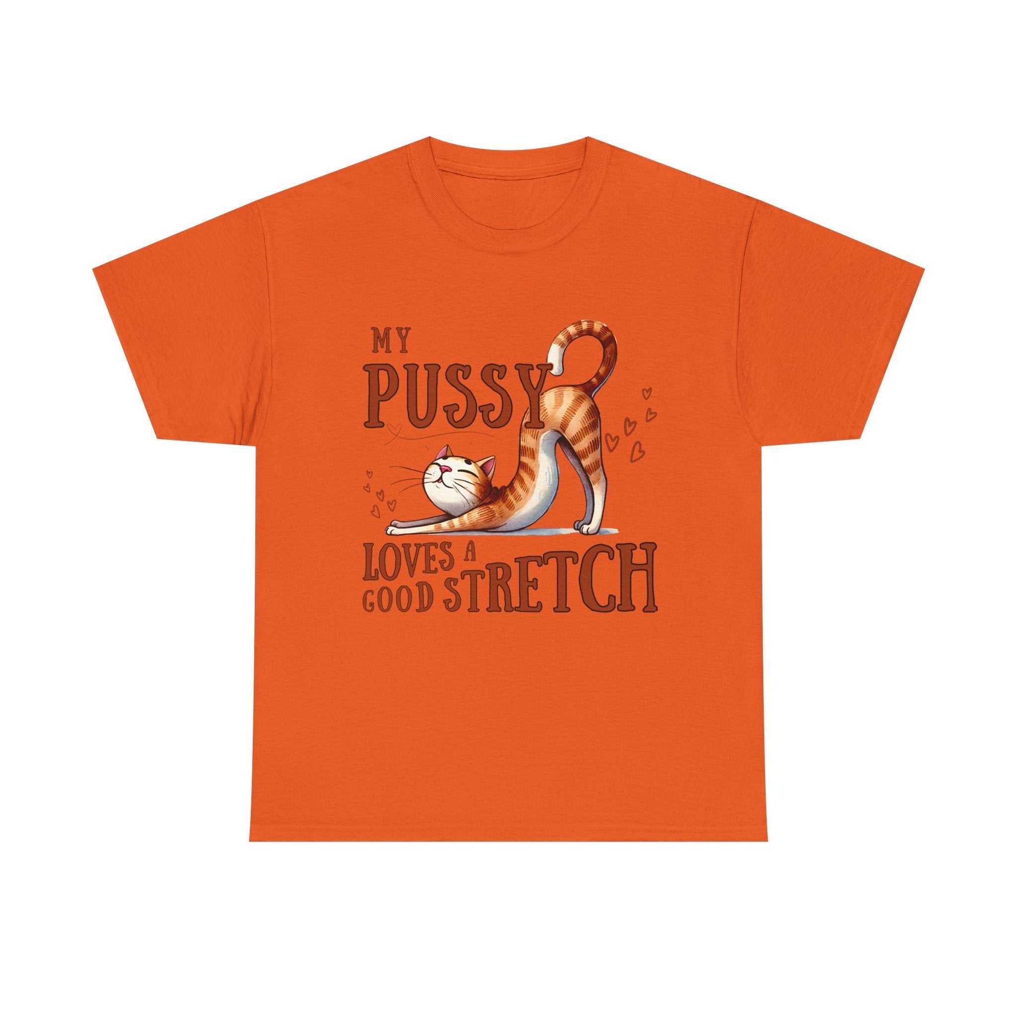 Black My Pussy Loves a Stretch T-Shirt with bold humorous text for playful, cheeky style