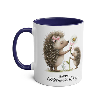 Cute Hedgehog Mother's Day mug with charming design, 11oz ceramic, glossy finish.