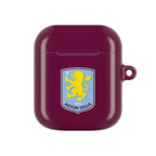 Aston Villa FC AirPods protective case in claret with club crest, durable and wireless charging compatible