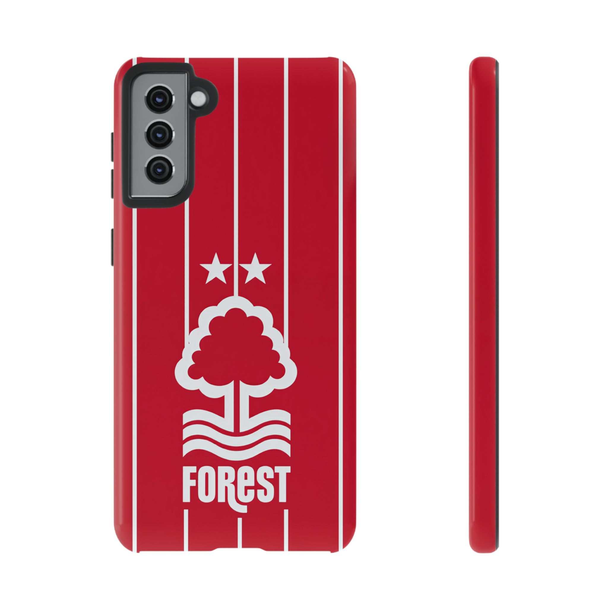 Nottingham Forest Magnetic Samsung phone case with red colors and official-inspired crest, dual-layer protection, and wireless charging compatible
