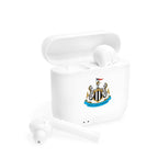 Newcastle Utd wireless earbuds with charging case featuring fan-inspired club crest design
