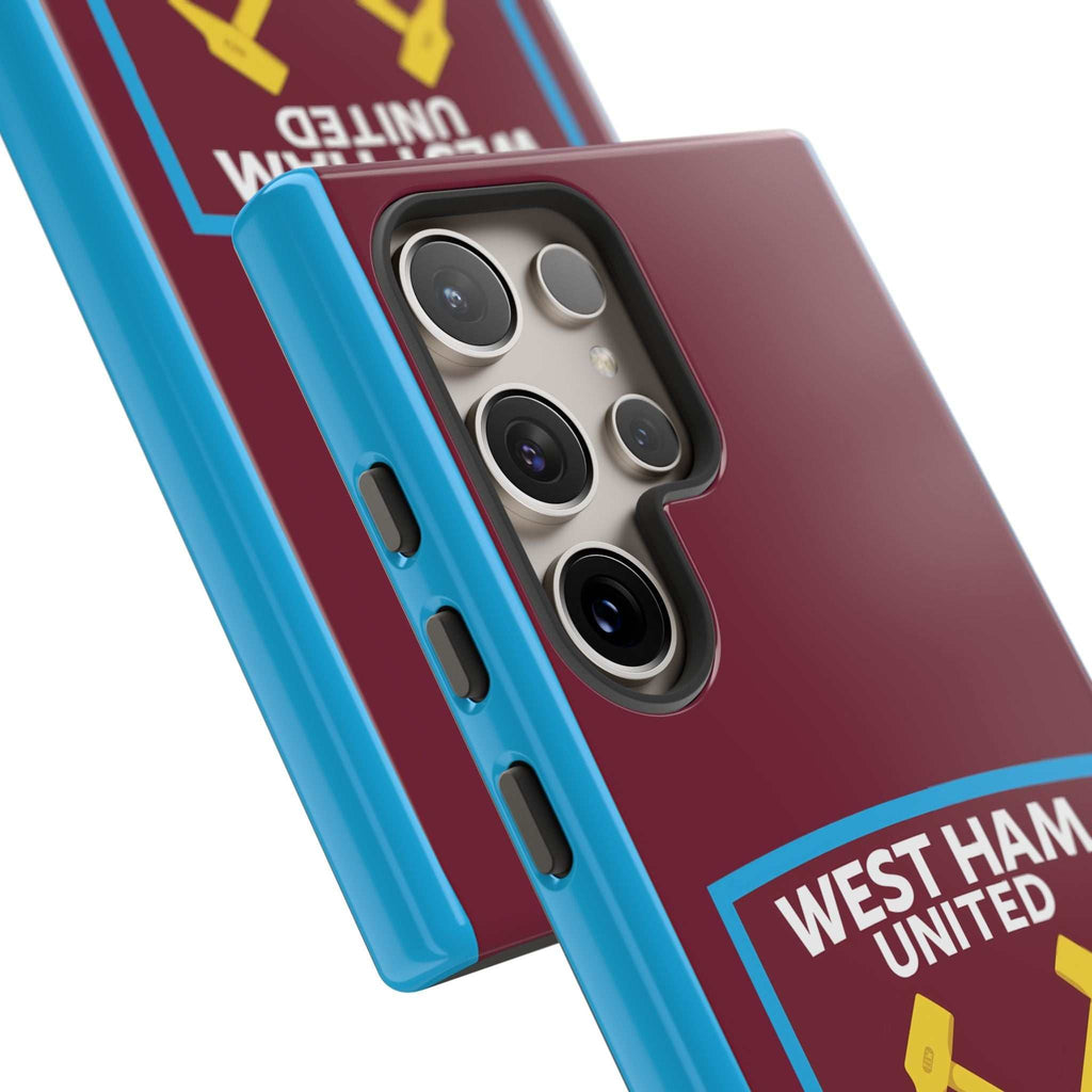 West Ham United magnetic Samsung phone case with claret and blue colors and shock-absorbing dual-layer protection