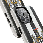Newcastle United Magsafe iPhone case with black and white stripes and club-inspired crest, dual-layer protection, and MagSafe compatibility.