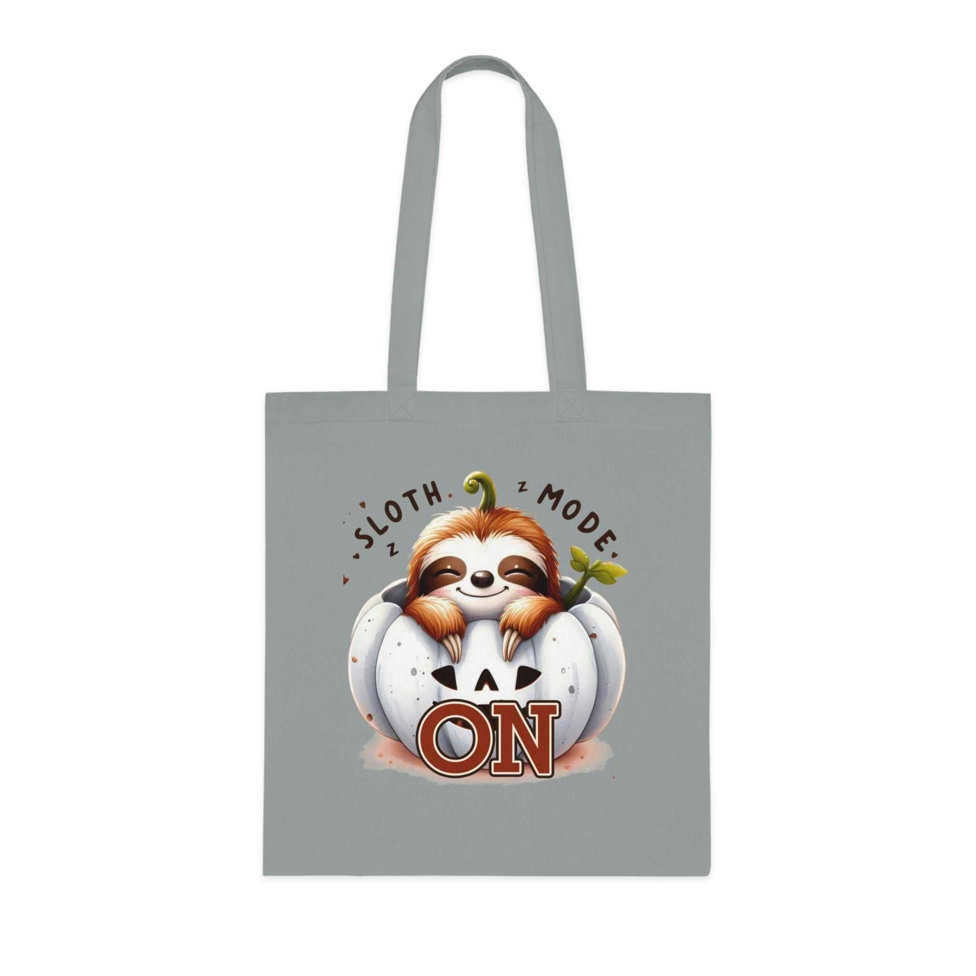 Cotton tote bag with cute sloth design, vibrant colors, and durable 100% cotton fabric.