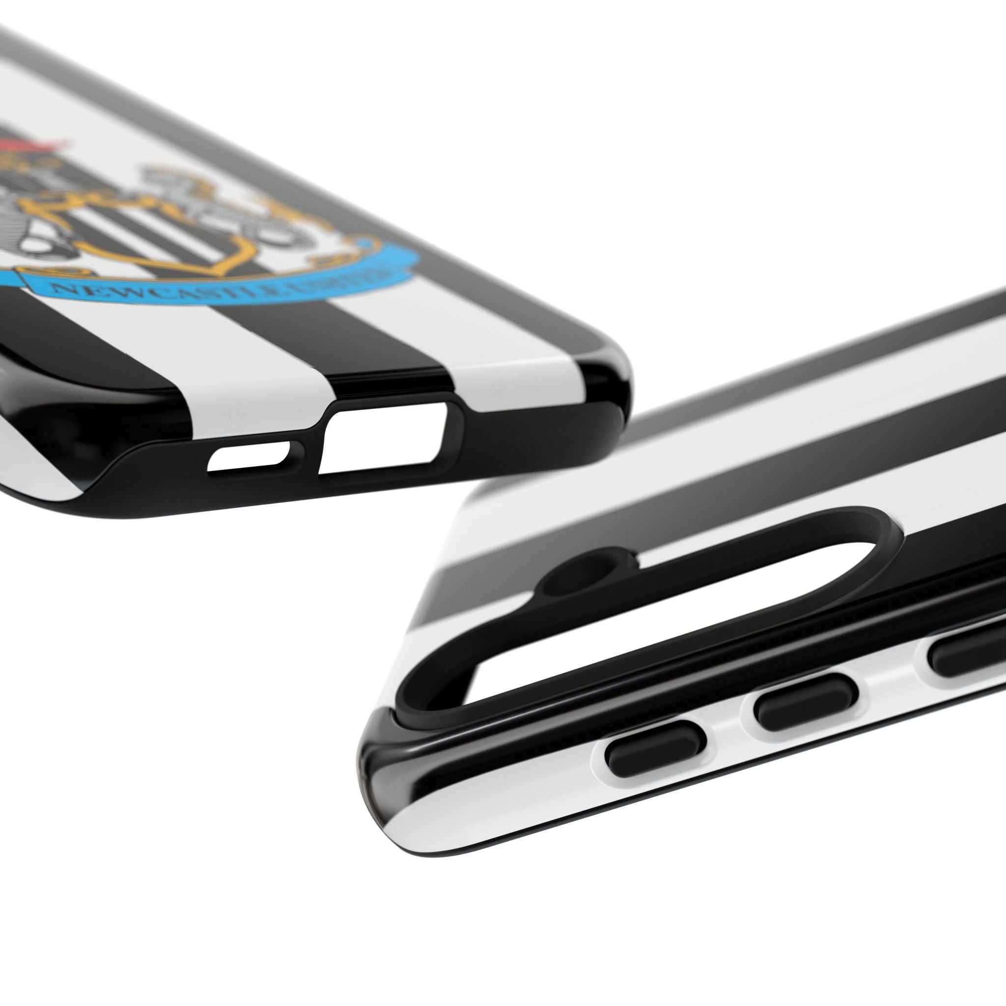 Newcastle United Samsung phone case with black and white colors and magnetic design
