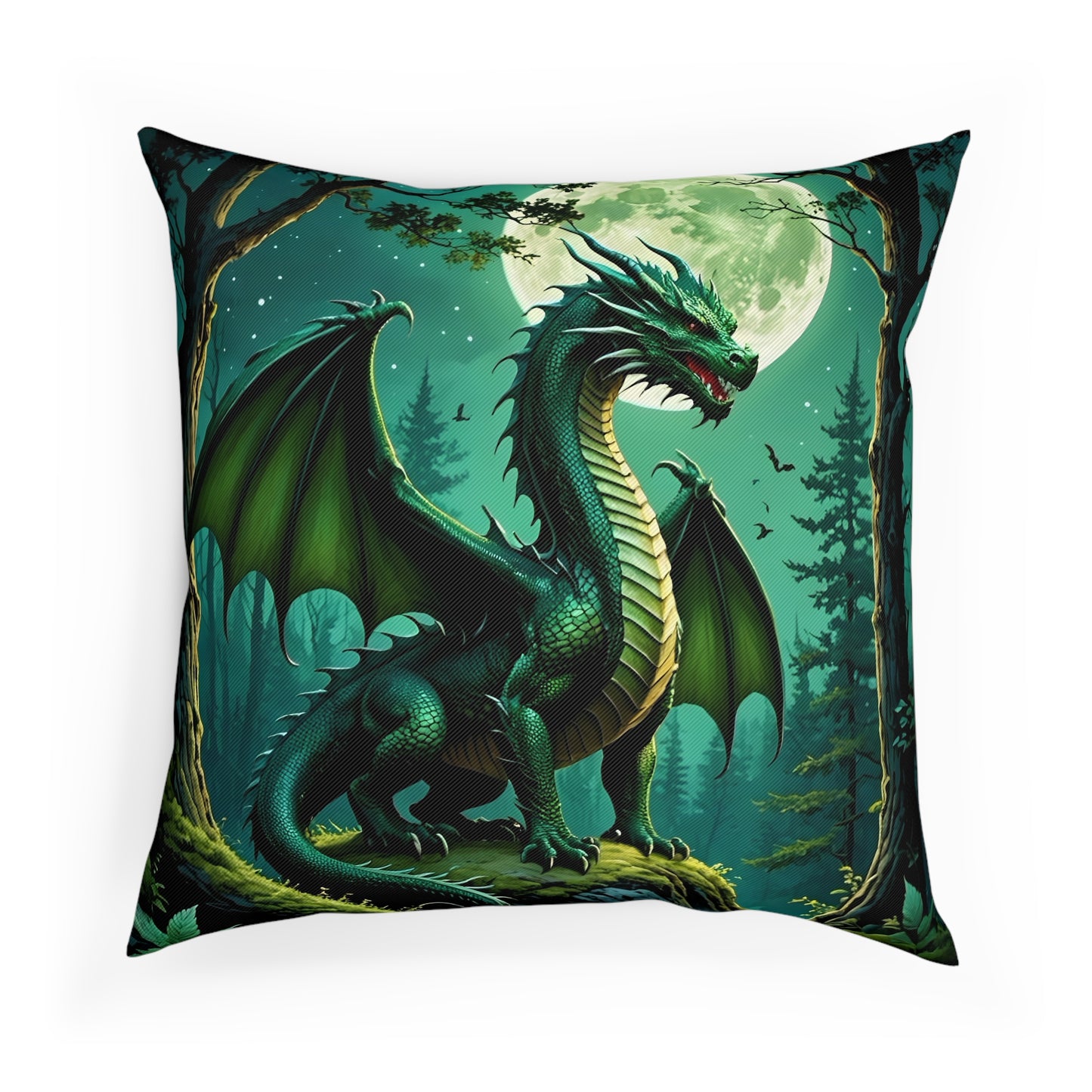 Green Dragon Cotten Drill Square Cushion