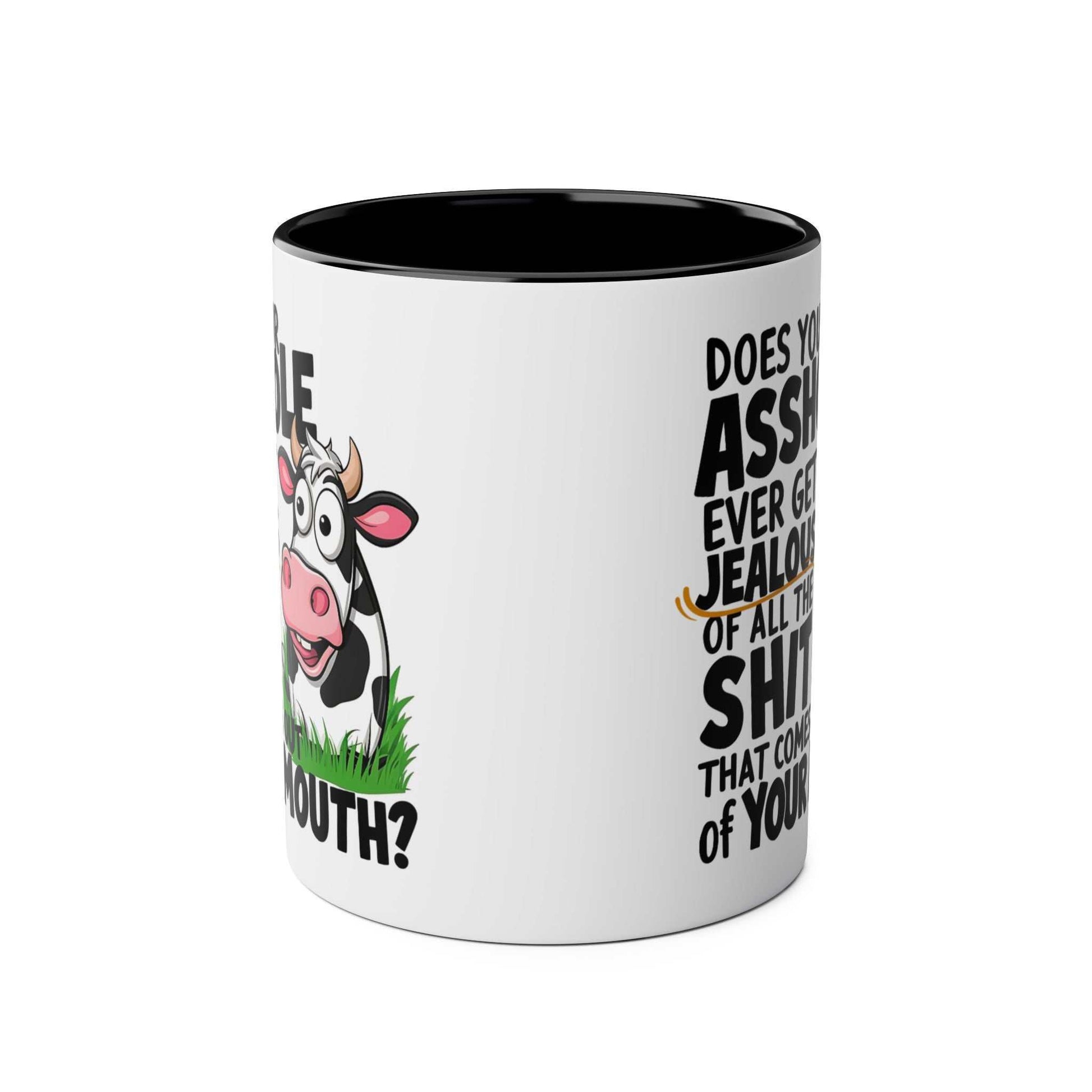 Cheeky Rude Ceramic Two Tone Mug with playful design, available in black or red, glossy finish.