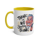 Fun Fathers Day Gift Mug with humorous design and yellow handle.