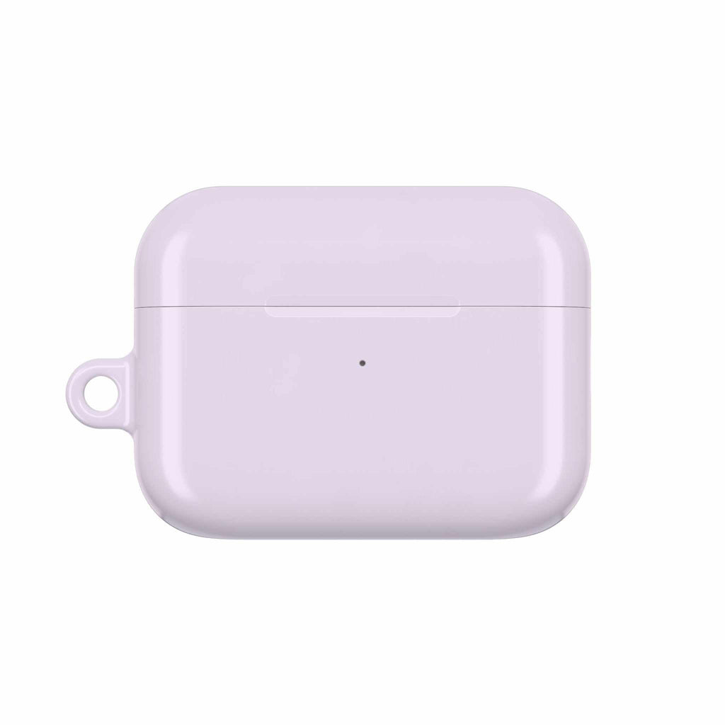 Lavender hard shell protective case for AirPods and AirPods Pro with glossy finish and wireless charging compatibility