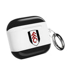 Fulham FC AirPods protective case in black and white with club crest and keyring, compatible with AirPods and AirPods Pro, shock-resistant design